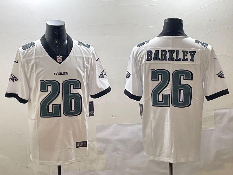 Men Philadelphia Eagles #26 Barkley White Second generations 2025 Nike Vapor Limited NFL Jersey style 1